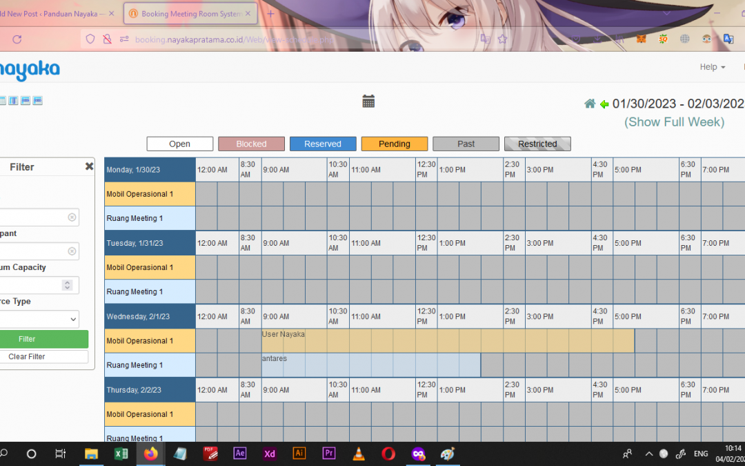 Cara lihat jadwal booking room